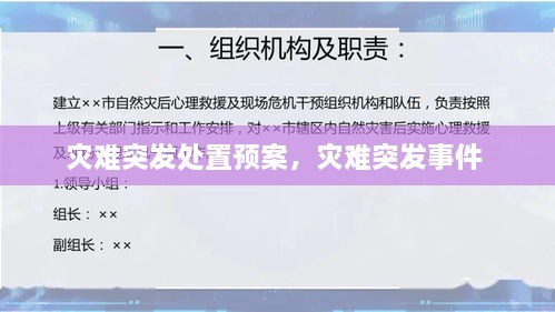災(zāi)難突發(fā)處置預(yù)案，災(zāi)難突發(fā)事件 