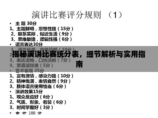 揭秘演講比賽統(tǒng)分表，細(xì)節(jié)解析與實(shí)用指南
