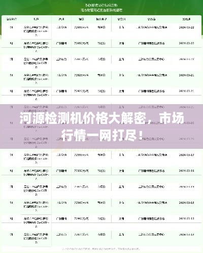 河源檢測機價格大解密，市場行情一網(wǎng)打盡！