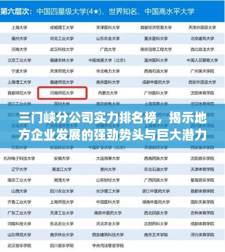 三門峽分公司實(shí)力排名榜，揭示地方企業(yè)發(fā)展的強(qiáng)勁勢(shì)頭與巨大潛力