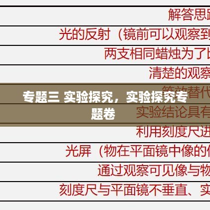 專題三 實(shí)驗(yàn)探究，實(shí)驗(yàn)探究專題卷 
