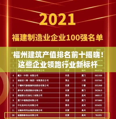 福州建筑產(chǎn)值排名前十揭曉！這些企業(yè)領(lǐng)跑行業(yè)新標(biāo)桿