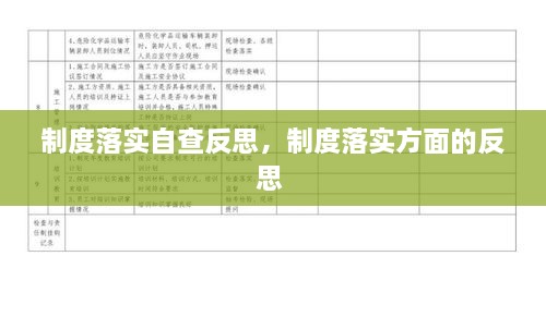 制度落實自查反思，制度落實方面的反思 