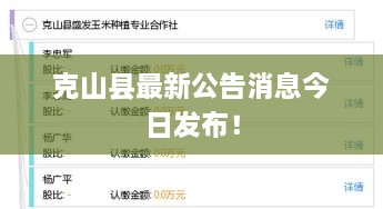 克山縣最新公告消息今日發(fā)布！
