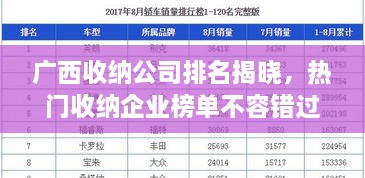 廣西收納公司排名揭曉，熱門收納企業(yè)榜單不容錯(cuò)過！