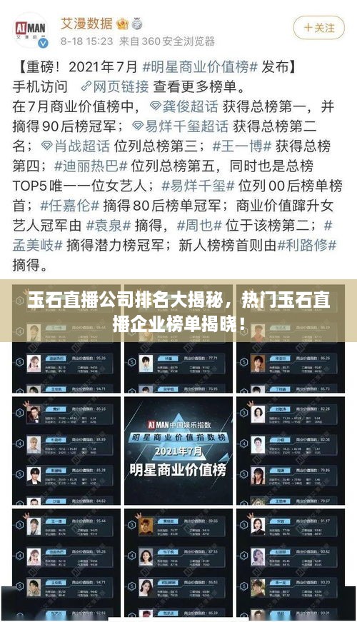玉石直播公司排名大揭秘，熱門(mén)玉石直播企業(yè)榜單揭曉！