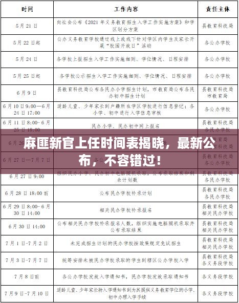 麻匪新官上任時(shí)間表揭曉，最新公布，不容錯(cuò)過！