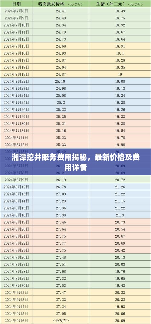 湘潭挖井服務(wù)費(fèi)用揭秘，最新價(jià)格及費(fèi)用詳情