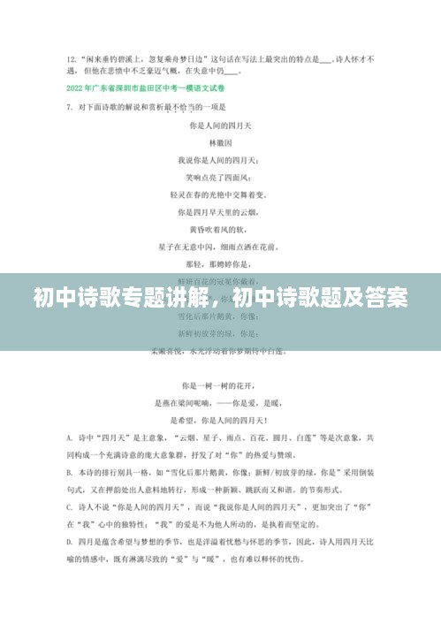 初中詩歌專題講解，初中詩歌題及答案 
